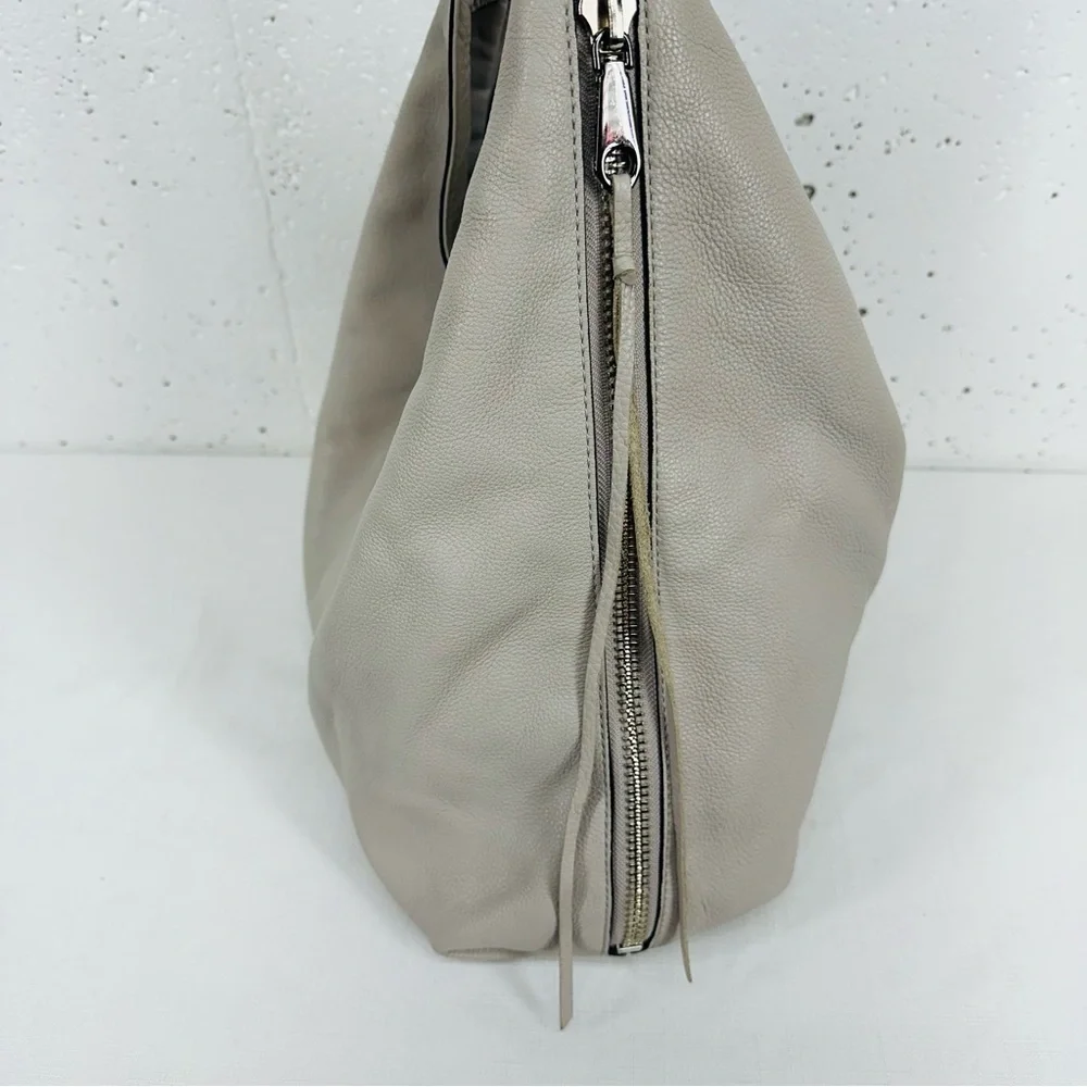 Rebecca Minkoff Large Gray Leather Bryn Double Zip Hobo Ladies Bag Purse